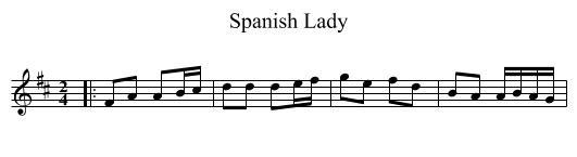 Spanish Lady - staff notation
