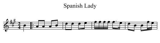 Spanish Lady - staff notation