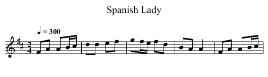Spanish Lady - staff notation