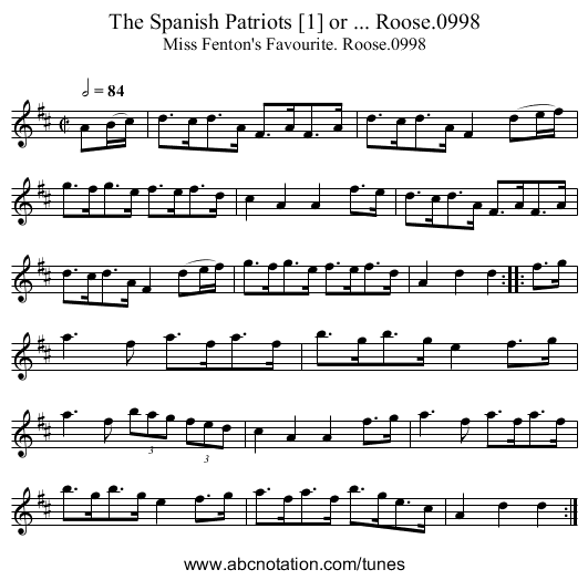 Spanish Patriots [1] or ... Roose.0998, The - staff notation
