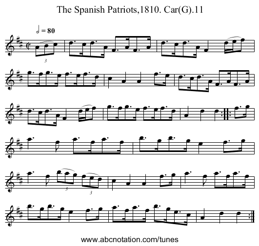 Spanish Patriots,1810. Car(G).11, The - staff notation