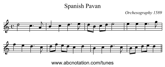 Spanish Pavan - staff notation