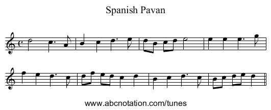 Spanish Pavan - staff notation