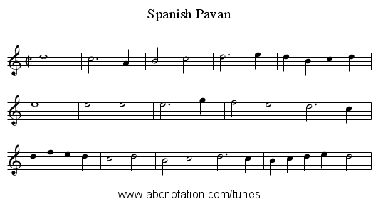 Spanish Pavan - staff notation