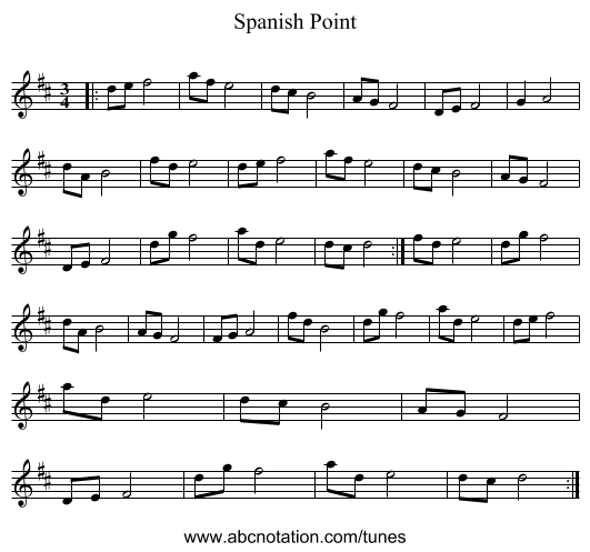 Spanish Point - staff notation