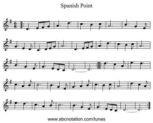 Spanish Point - staff notation
