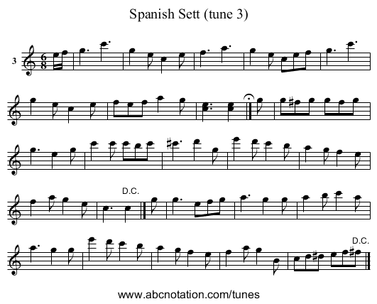 Spanish Sett (tune 3) - staff notation