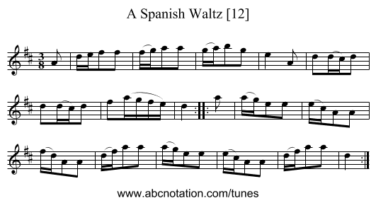 Spanish Waltz [12], A - staff notation