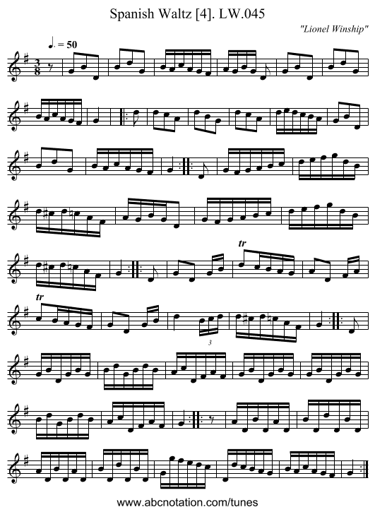 Spanish Waltz [4]. LW.045 - staff notation