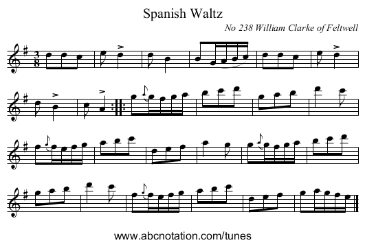 Spanish Waltz - staff notation