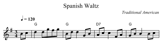 Spanish Waltz - staff notation