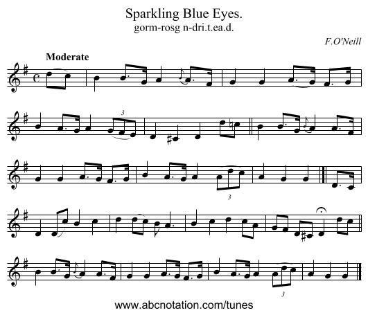 Sparkling Blue Eyes. - staff notation