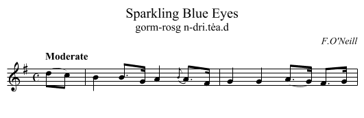 Sparkling Blue Eyes - staff notation