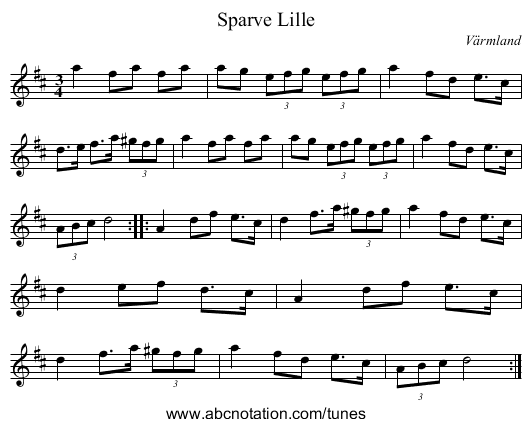 Sparve Lille - staff notation