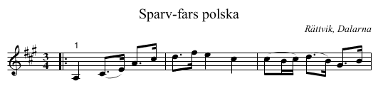 Sparv-fars polska - staff notation