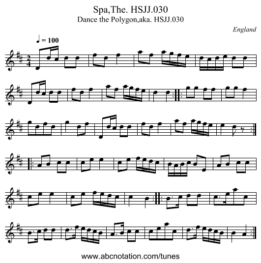 Spa,The. HSJJ.030 - staff notation