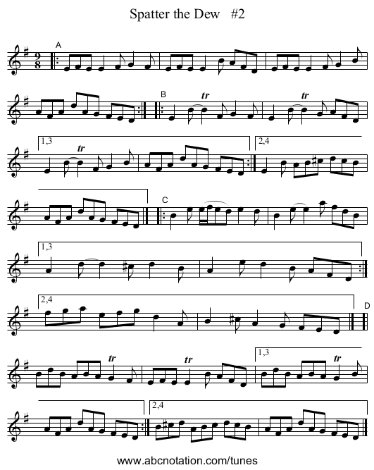 Spatter the Dew   #2 - staff notation