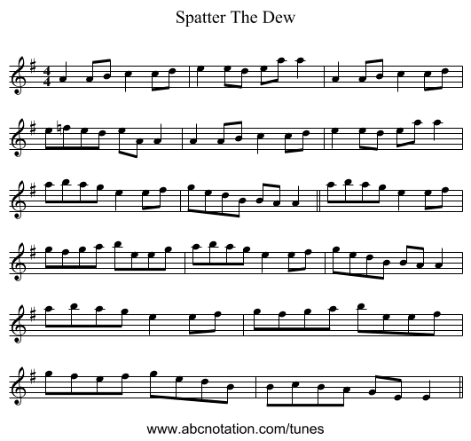 Spatter The Dew - staff notation