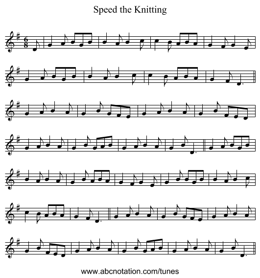 Speed the Knitting - staff notation