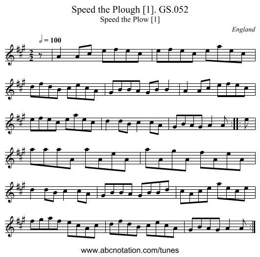 Speed the Plough [1]. GS.052 - staff notation