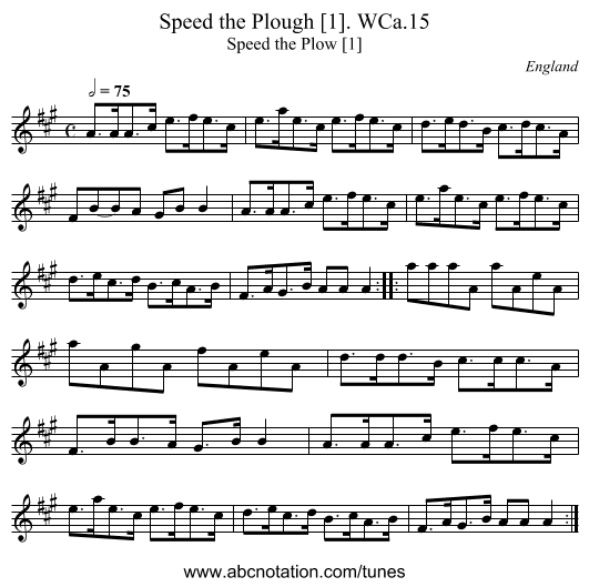 Speed the Plough [1]. WCa.15 - staff notation