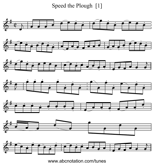 Speed the Plough  [1] - staff notation