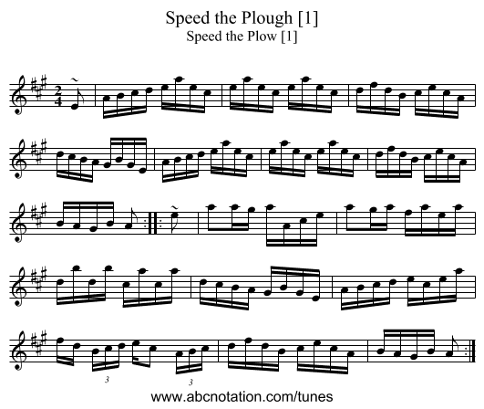 Speed the Plough [1] - staff notation