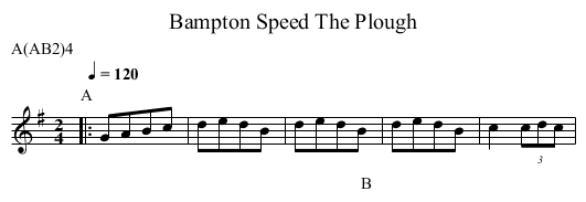 Speed The Plough, Bampton - staff notation