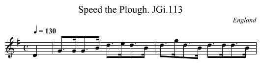 Speed the Plough. JGi.113 - staff notation