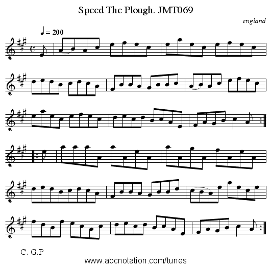 Speed The Plough. JMT069 - staff notation