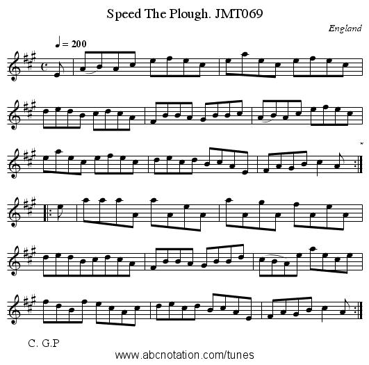 Speed The Plough. JMT069 - staff notation