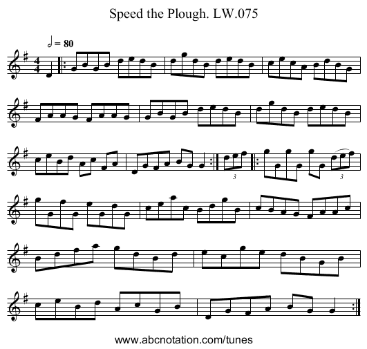 Speed the Plough. LW.075 - staff notation