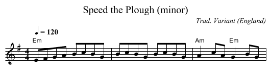 Speed the Plough (minor) - staff notation