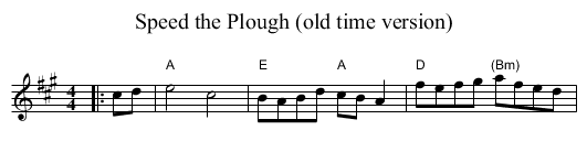 Speed the Plough (old time version) - staff notation