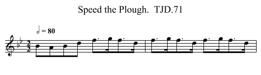 Speed the Plough.  TJD.71 - staff notation