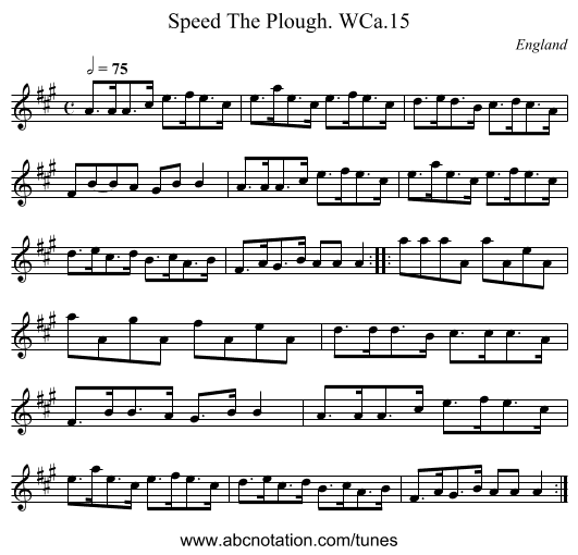 Speed The Plough. WCa.15 - staff notation