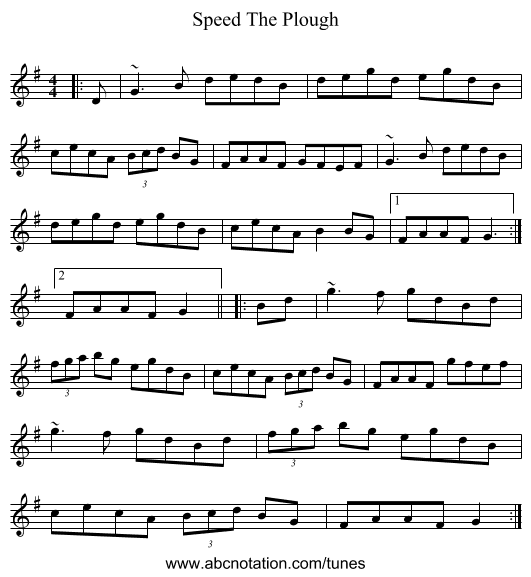 Speed The Plough - staff notation