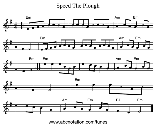 Speed The Plough - staff notation
