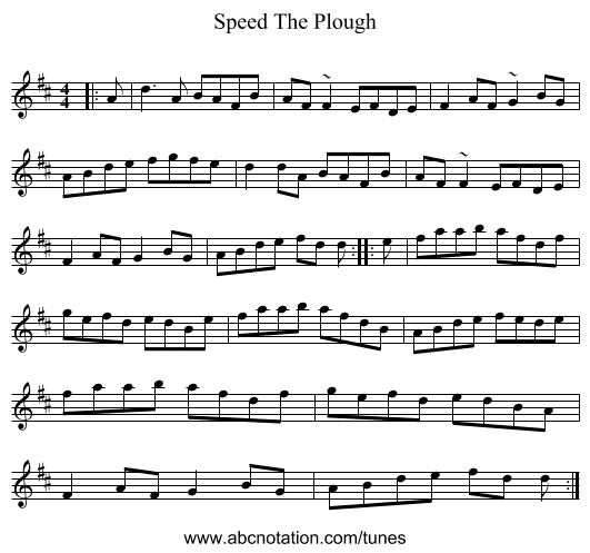 Speed The Plough - staff notation