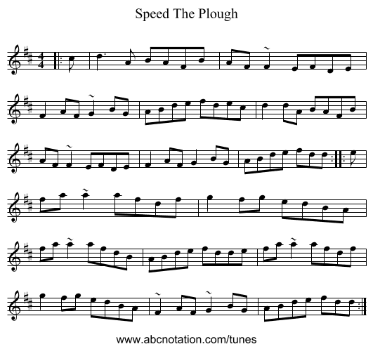 Speed The Plough - staff notation