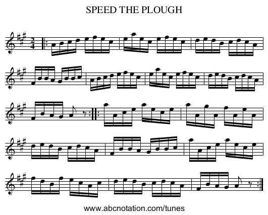 SPEED THE PLOUGH - staff notation