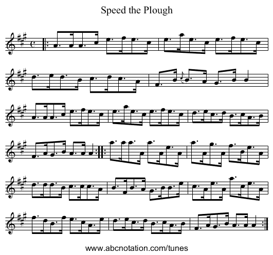 Speed the Plough - staff notation