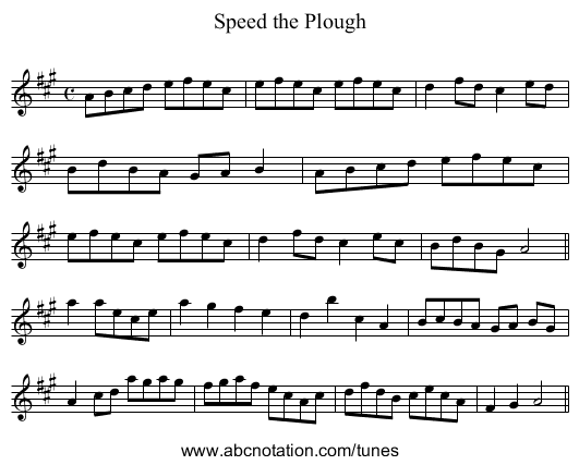 Speed the Plough - staff notation