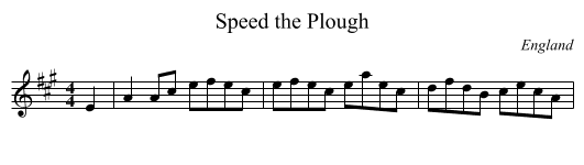 Speed the Plough - staff notation