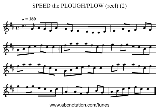 SPEED the PLOUGH/PLOW (reel) (2) - staff notation