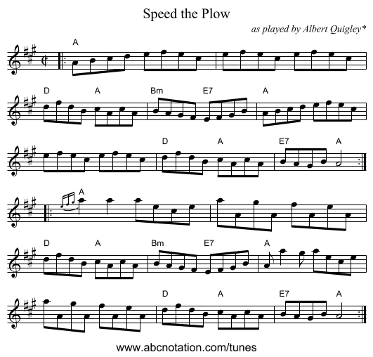 Speed the Plow - staff notation
