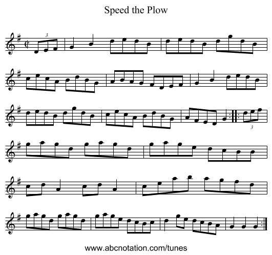 Speed the Plow - staff notation