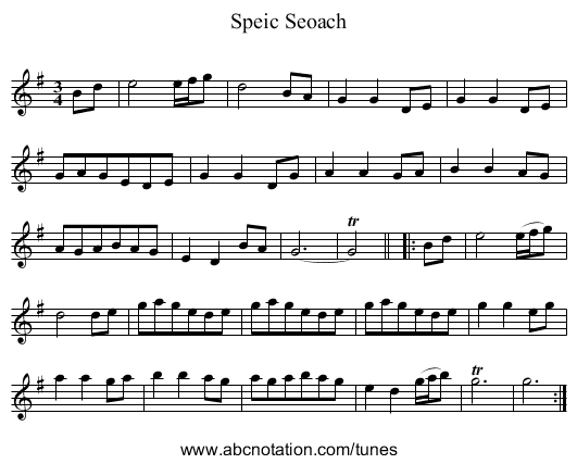 Speic Seoach - staff notation