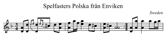 Spelfasters Polska från Enviken - staff notation