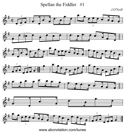 Spellan the Fiddler   #1 - staff notation